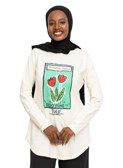 Creamy Printed Long - Sleeve Design 11 - Khotwh
